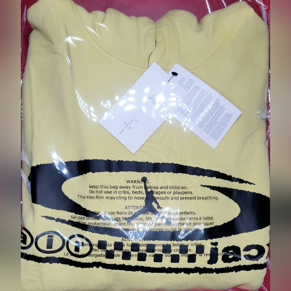 Jordan x Travis Scott "RARE" Pullover Hoodie Yellow Sz Multi Men NWT